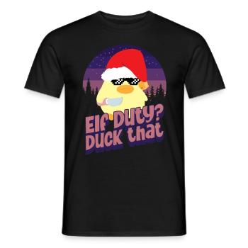 Duck Elf Duty - Ente mit Messer Duck with Knife - T-shirt homme - noir - Devant - AI Model Male 178 light (178cm)