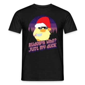 Rudolph qui ? - Canard au couteau - T-shirt homme - noir - Devant - AI Model Male 178 light (178cm)
