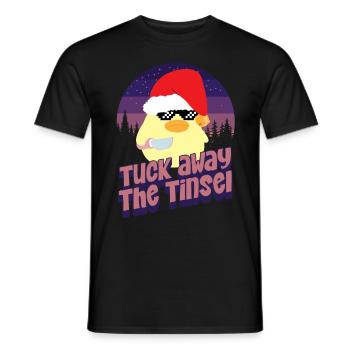 Ranger les guirlandes - Ente mit Messer Duck with Knife - T-shirt homme - noir - Devant - AI Model Male 178 light (178cm)