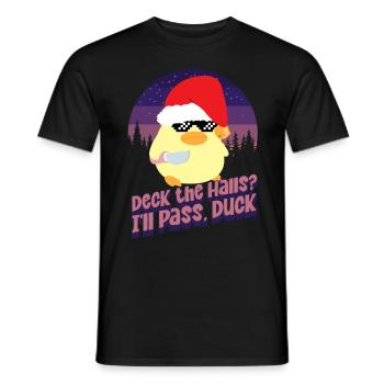 Deck the Halls - Ente mit Messer Duck with Knife - T-shirt homme - noir - Devant - AI Model Male 178 light (178cm)