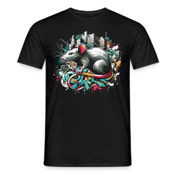 Graffiti Rat: Urban Intelligence - Men's T-Shirt - black - Front - AI Model Male 178 light (178cm)