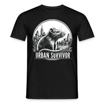 Rat survivaliste : Nature urbaine - T-shirt homme - noir - Devant - AI Model Male 178 light (178cm)
