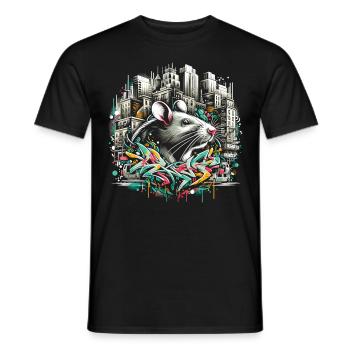 Urban Rat: Graffiti Wall Master - Men's T-Shirt - black - Front - AI Model Male 178 light (178cm)