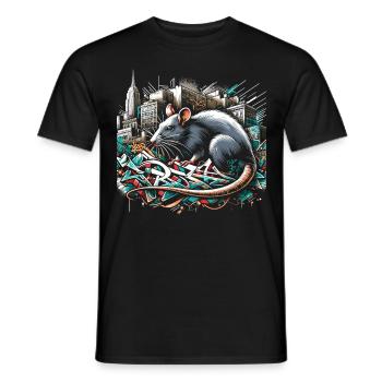 Urban Rat: Graffiti-Wand Meister - Männer T-Shirt - Schwarz - Vorne - AI Model Male 178 light (178cm)