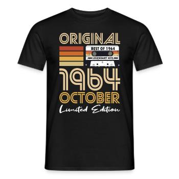 60th Birthday Vintage October 1964 Original 1964 - Men's T-Shirt - black - Front - AI Model Male 178 light (178cm)