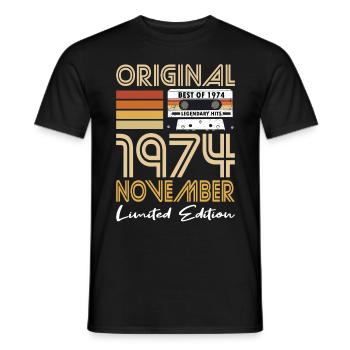 50th Birthday Vintage November 1974 Original - Men's T-Shirt - black - Front - AI Model Male 178 light (178cm)