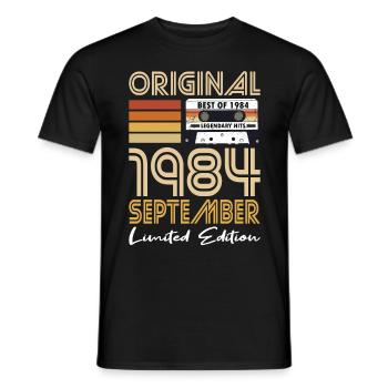 40th Birthday Vintage September 1984 Original - Men's T-Shirt - black - Front - AI Model Male 178 light (178cm)