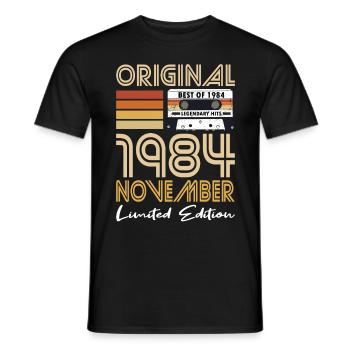 40th Birthday Vintage November 1984 Original - Men's T-Shirt - black - Front - AI Model Male 178 light (178cm)
