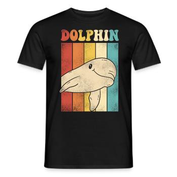 Dolphin Retro Vintage Dolphin - Männer T-Shirt - Schwarz - Vorne - AI Model Male 178 light (178cm)