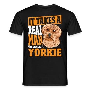 Propriétaire d’un Yorkshire Terrier : Juste un vrai homme - T-shirt homme - noir - Devant - AI Model Male 178 light (178cm)
