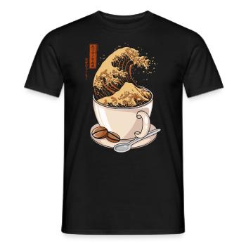 Kanagawa - Japanischer Cappuccino-Kaffee - Humor - Männer T-Shirt - Schwarz - Vorne - AI Model Male 178 light (178cm)