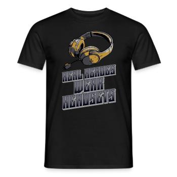 Les vrais héros portent des casques Funny Gamer Boys & Kids - T-shirt homme - noir - Devant - AI Model Male 178 light (178cm)