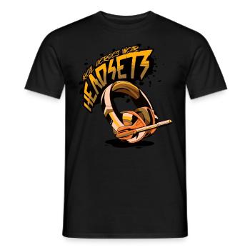 Les vrais héros portent des casques Funny Gamer Boys & Kids - T-shirt homme - noir - Devant - AI Model Male 178 light (178cm)