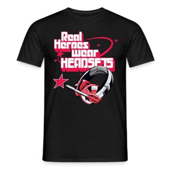 Les vrais héros portent des casques Funny Gamer Boys & Kids - T-shirt homme - noir - Devant - AI Model Male 178 light (178cm)