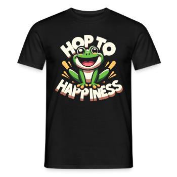 Funny Frog - Hop to Happiness - Men's T-Shirt - black - Front - AI Model Male 178 light (178cm)
