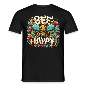Fleurs et nids d’abeilles : Design d’abeille créatif - T-shirt homme - noir - Devant - AI Model Male 178 light (178cm)