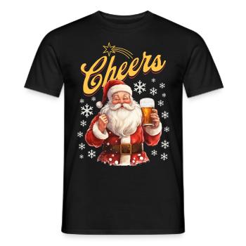Weihnachtsmann Bier Glühwein Schnaps Alkohol Prost - Männer T-Shirt - Schwarz - Vorne - AI Model Male 178 light (178cm)