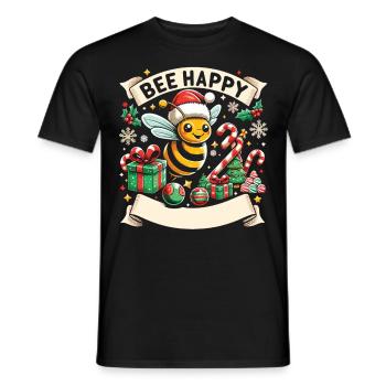 Abeille de Noël : joie festive - T-shirt homme - noir - Devant - AI Model Male 178 light (178cm)