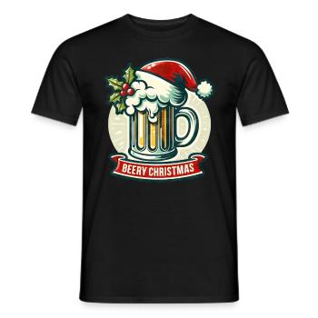 Beery Christmas - Holidays Family Funny Christmas - Men's T-Shirt - black - Front - AI Model Male 178 light (178cm)