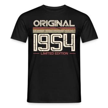 1954 Year of birth 70th birthday - Men's T-Shirt - black - Front - AI Model Male 178 light (178cm)
