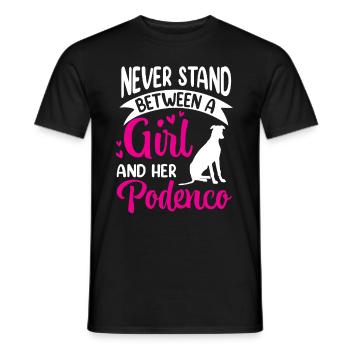 Girl and her Podenco Spanish Greyhound - Men's T-Shirt - black - Front - AI Model Male 178 light (178cm)