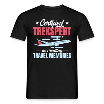 Trekspert certifié dans la création de souvenirs de voyage - T-shirt homme - noir - Devant - AI Model Male 178 light (178cm)