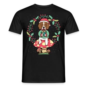 American Foxhound Hund Auf Pilz Weihnachtskranz - Männer T-Shirt - Schwarz - Vorne - AI Model Male 178 light (178cm)