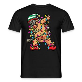 Ankylosaurus Dinosaur With Christmas Lights - Men's T-Shirt - black - Front - AI Model Male 178 light (178cm)