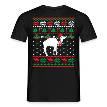 Weihnachtskamel Mit Weihnachtsmütze Wüstentier - Männer T-Shirt - Schwarz - Vorne - AI Model Male 178 light (178cm)