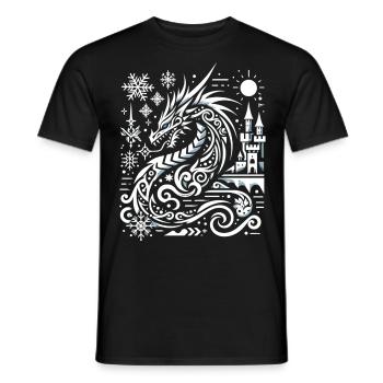 Ice dragon in the snow glow - Men's T-Shirt - black - Front - AI Model Male 178 light (178cm)