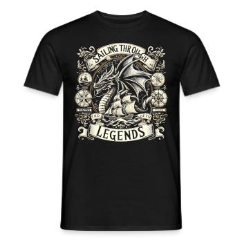 Drache - Segelschiff und Drachenabenteuer - Männer T-Shirt - Schwarz - Vorne - AI Model Male 178 light (178cm)