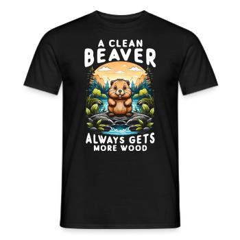 Un castor propre reçoit toujours plus de bois - T-shirt homme - noir - Devant - AI Model Male 178 light (178cm)