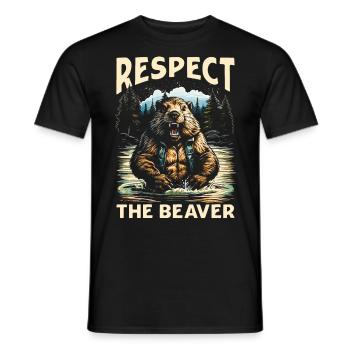 Respect The Beaver - Männer T-Shirt - Schwarz - Vorne - AI Model Male 178 light (178cm)