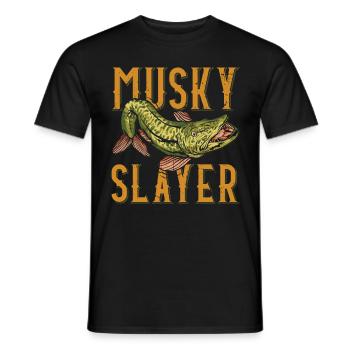 Musky Slayer Musky Fishing - Men's T-Shirt - black - Front - AI Model Male 178 light (178cm)