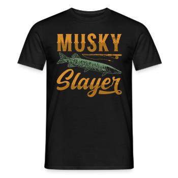 Musky Slayer Musky Fishing - Men's T-Shirt - black - Front - AI Model Male 178 light (178cm)