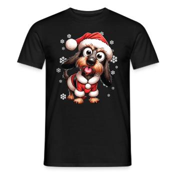 Rauhaardackel Hund Weihnachten - Männer T-Shirt - Schwarz - Vorne - AI Model Male 178 light (178cm)