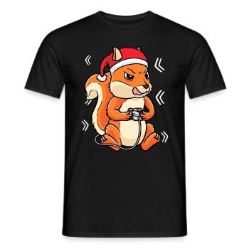 Weihnachten Eichhörnchen Gamer Videospiel Spieler - Männer T-Shirt - Schwarz - Vorne - AI Model Male 178 light (178cm)