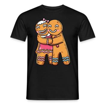 Gingerbread Cookies Couple Christmas Xmas Lover - Men's T-Shirt - black - Front - AI Model Male 178 light (178cm)