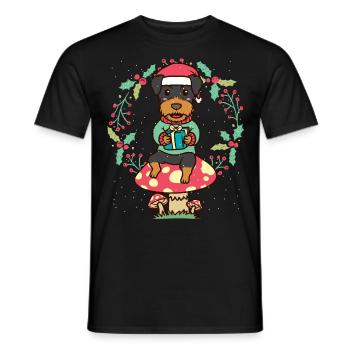 Chasse allemande Terrier chien Couronne de Noël - T-shirt homme - noir - Devant - AI Model Male 178 light (178cm)
