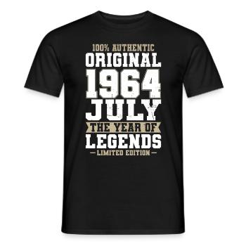 60th Birthday Vintage July 1964 Original 1964 - Men's T-Shirt - black - Front - AI Model Male 178 light (178cm)