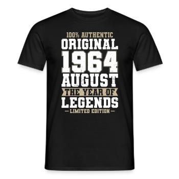 60th Birthday Vintage August 1964 Original 1964 - Men's T-Shirt - black - Front - AI Model Male 178 light (178cm)