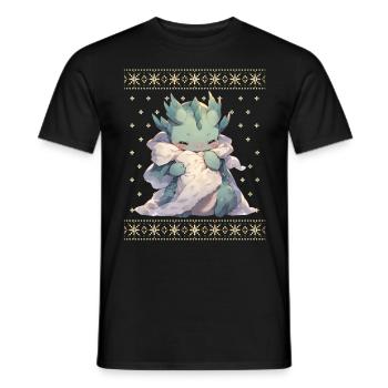 Kawaii Dragon in Ugly Christmas Sweater Style - Men's T-Shirt - black - Front - AI Model Male 178 light (178cm)