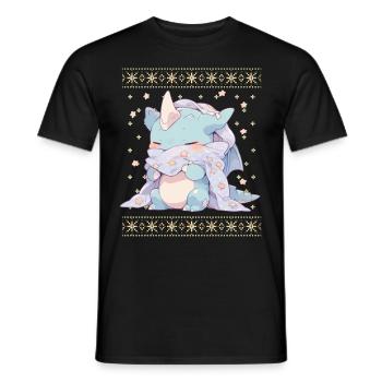 Kawaii Dragon in Ugly Christmas Sweater Style - Men's T-Shirt - black - Front - AI Model Male 178 light (178cm)