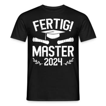 Masterabschluss Fertig! Master 2024 Masterarbeit - Männer T-Shirt - Schwarz - Vorne - AI Model Male 178 light (178cm)