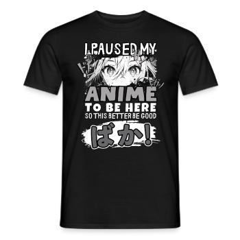 J’ai mis mon anime en pause pour être là BAKA ! Kawaii Otaku - T-shirt homme - noir - Devant - AI Model Male 178 light (178cm)