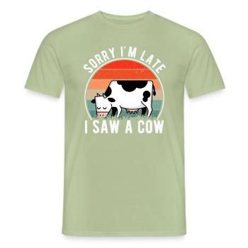 Vache, Amoureux Des Vaches, Agriculteur, Agriculteur, Ferme - T-shirt homme - vert sauge - Devant - AI Model Male 178 light (178cm)