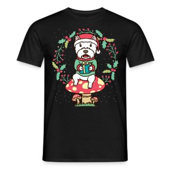 West Highland White Terrier Dog Christmas Wreath - Men's T-Shirt - black - Front - AI Model Male 178 light (178cm)
