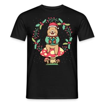 Präriehund Auf Pilz-weihnachtskranz-nagetier - Männer T-Shirt - Schwarz - Vorne - AI Model Male 178 light (178cm)
