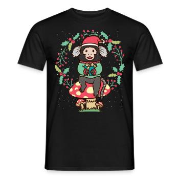 Singe ouistiti Singe à oreilles en brosse sur champignon - T-shirt homme - noir - Devant - AI Model Male 178 light (178cm)
