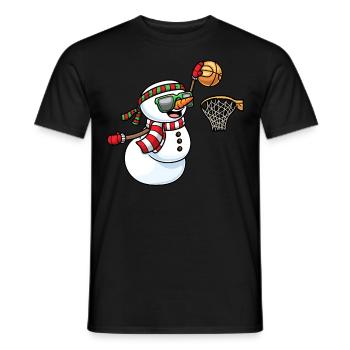 Snowman Playing Basketball Game Christmas - Men's T-Shirt - black - Front - AI Model Male 178 light (178cm)